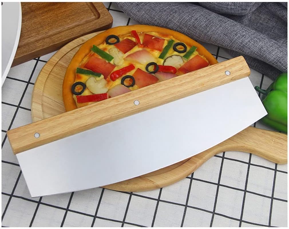 Pizza Cutter Pizza Cutter Thickened Stainless Steel Pizza Shaker Kitchen Tool Solid Wood Machete Pizza Cutter Pizza Slicer (Size : C)