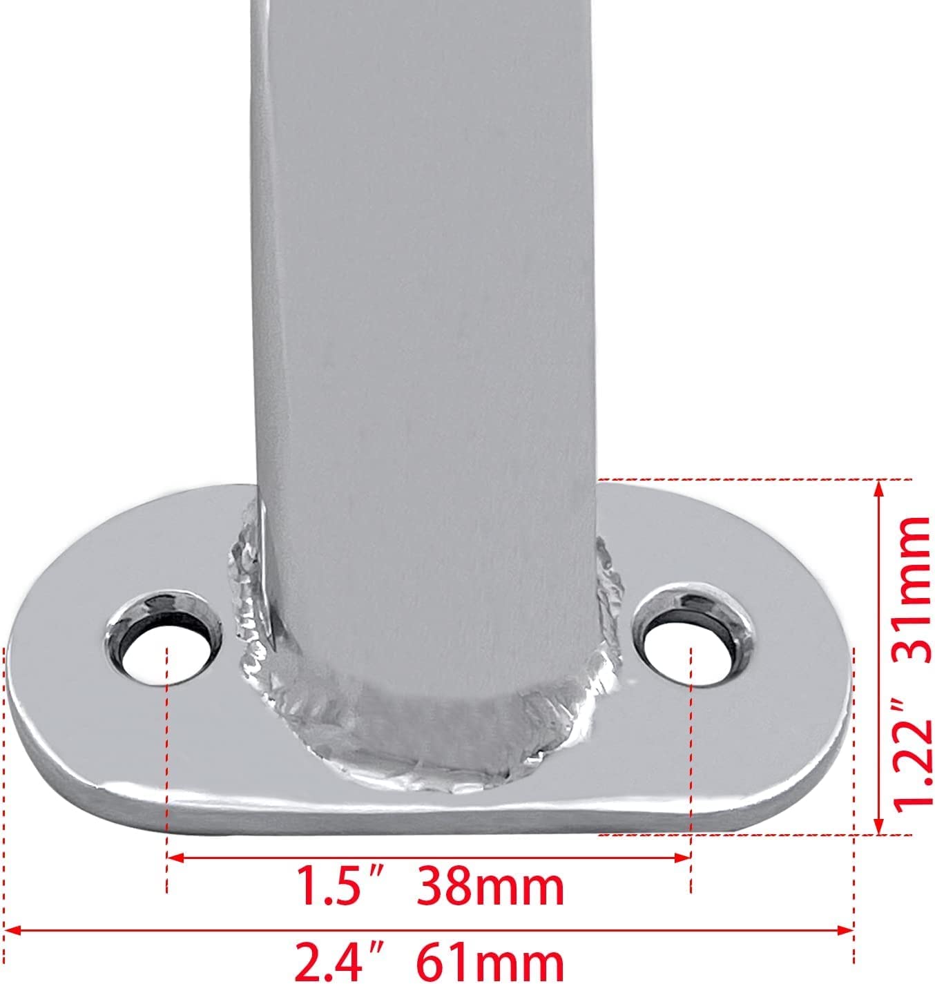 ISURE MARINE 2-Pack 12 Inch 316 Stainless Steel Boat Grab Handle - Polished Round Tube Handrail For Yacht RV
