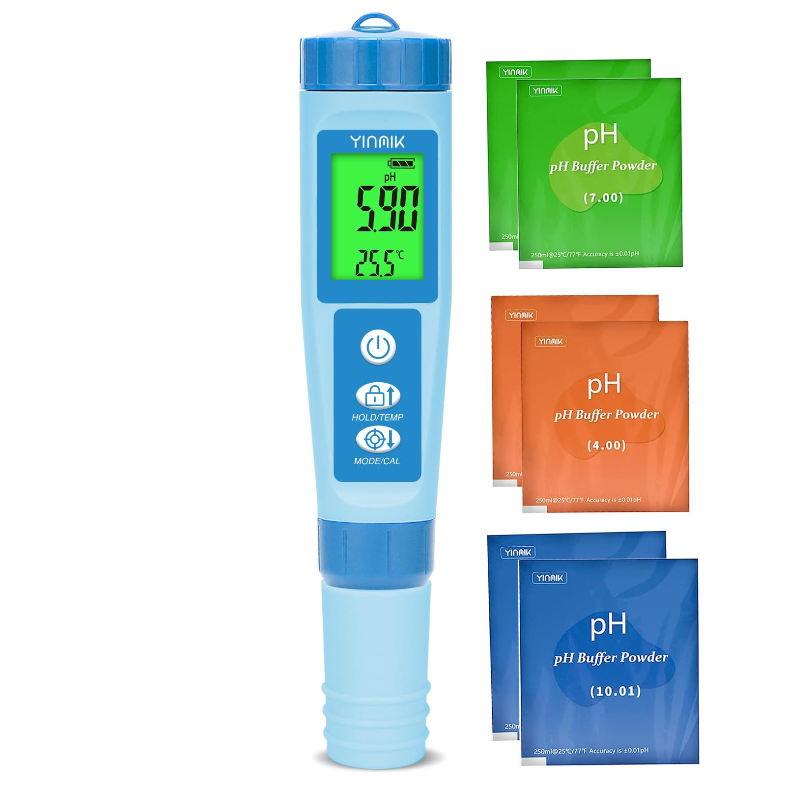 YINMIK Misuratore di pH Digitale, Tester pH 4 in 1 per Acqua Idroponica, Tester TDS EC PPM per Nutrienti Vegetali, Misuratore di Conducibilità pH a Penna per Acqua Potabile, DWC, Piante da Interno
