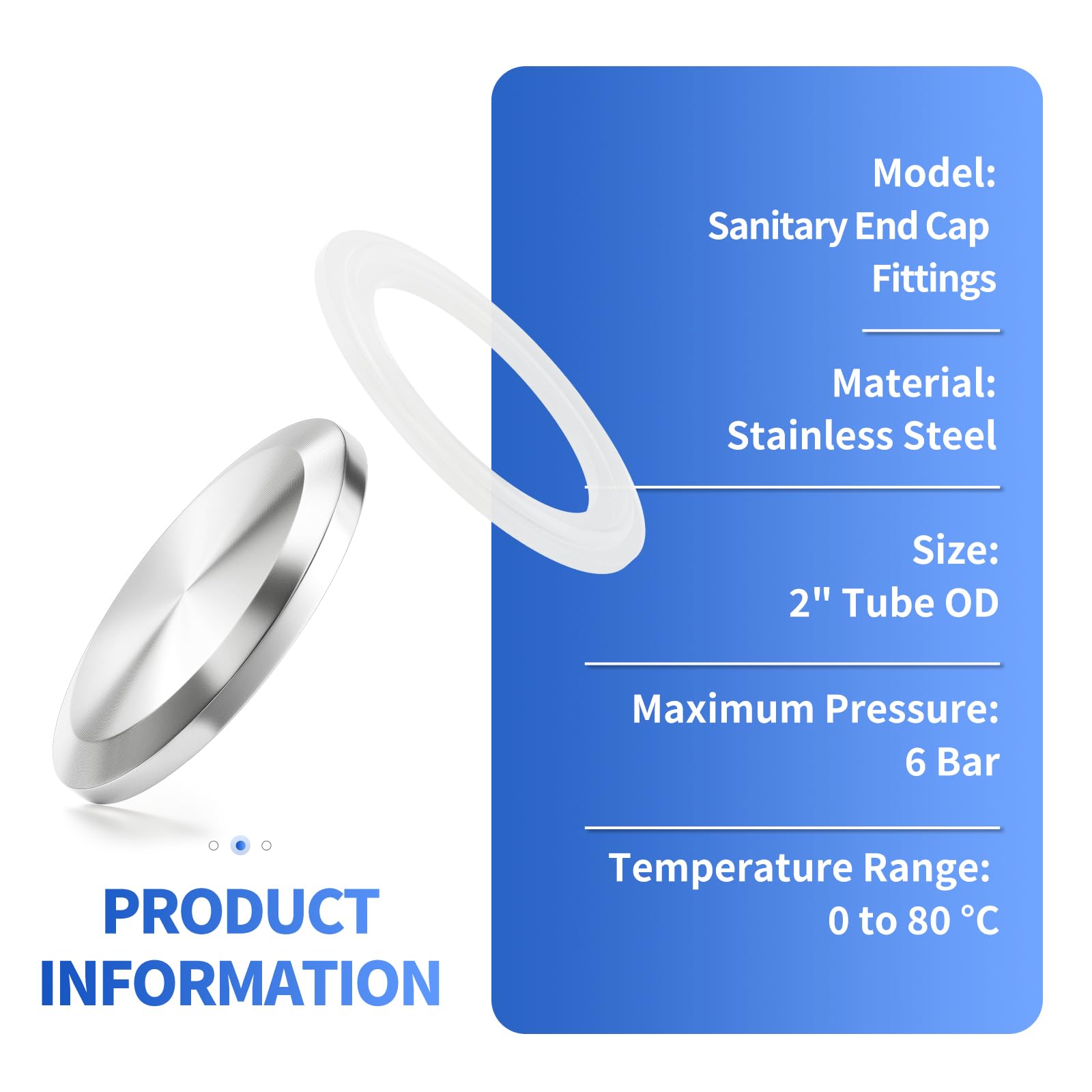 5 pièces Embout sanitaire compatible avec bride àCollier Tri-Clamp en acier inoxydable 304, raccord pour tube de 2" de diamètre extérieur (51 mm de diamètre extérieur)