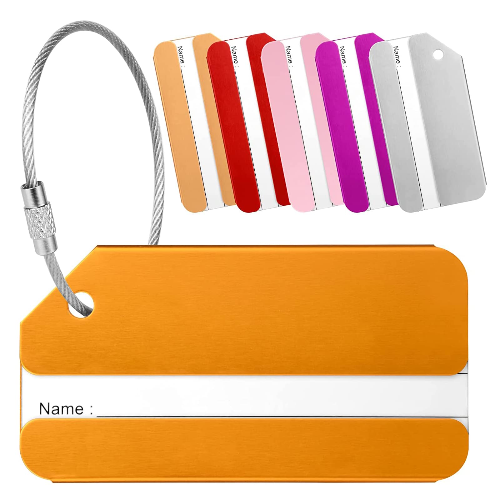 Vecibel Set of 6 Luggage Tags with Address Label – Aluminium Luggage Tags Name Tag for Quick Finding Travel Bags and Suitcases XLP1339