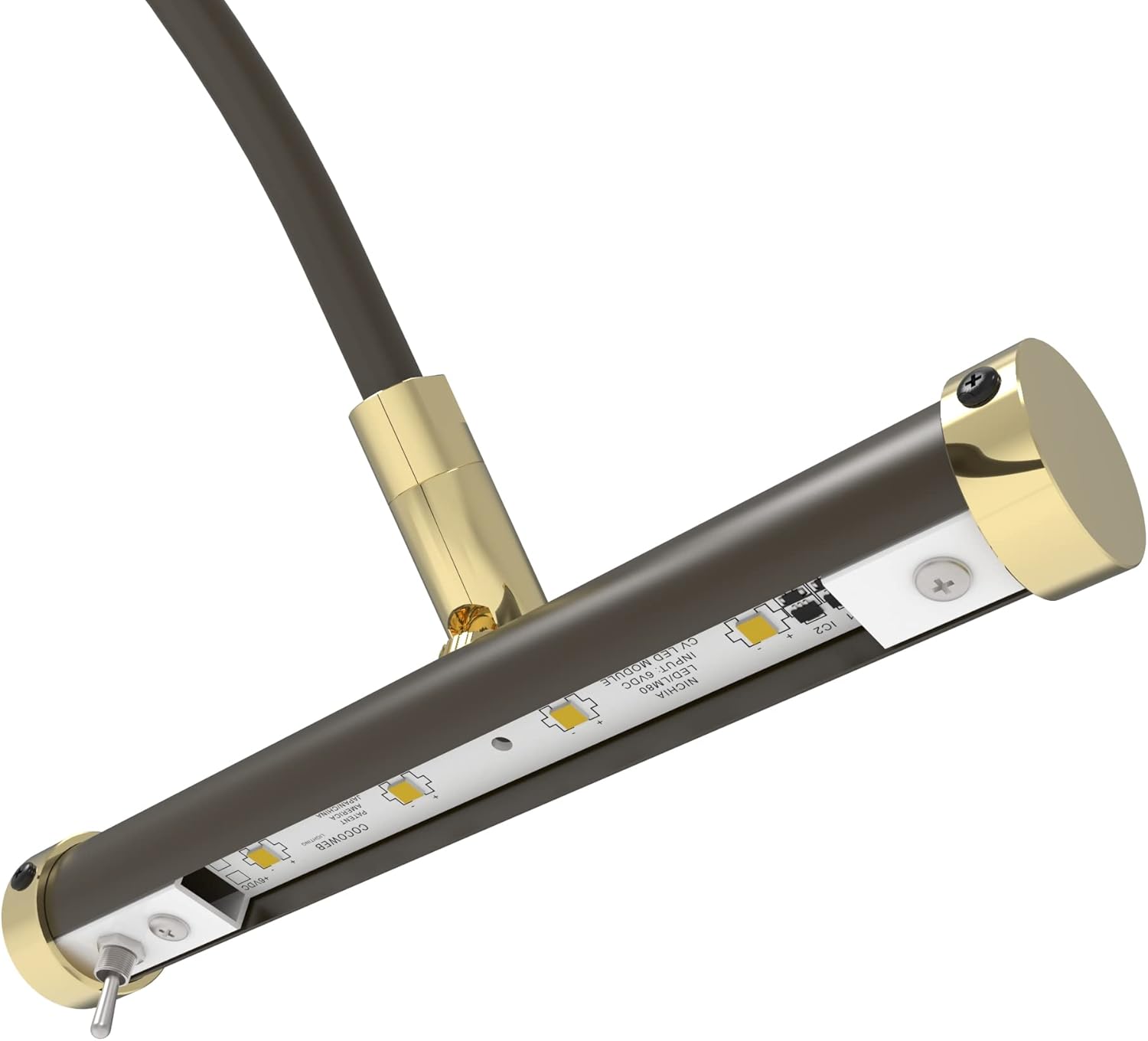 Cocoweb 9 Inch Tru-Slim Mahogany Bronze Picture Light - LED, 2700K, Adjustable Arm, Plug-in, Toggle Switch, Sleek and Compact Design