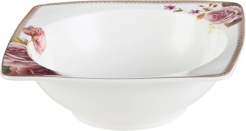 Miniatura 4 de Lorenzo - Juego de vajilla de porcelana de hueso elegante, 57 piezas, para 8 juegos de vajilla Loretta, multicolor