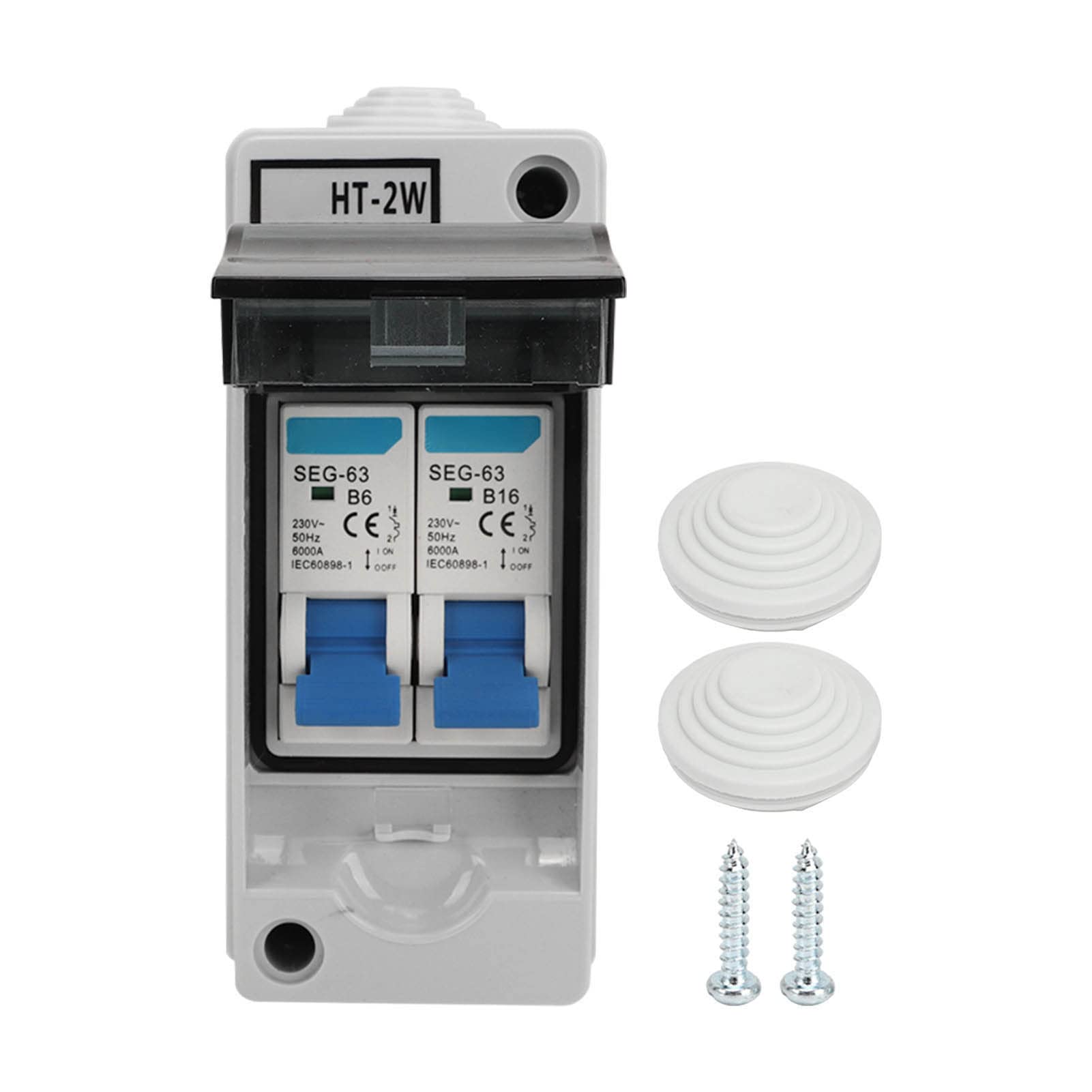 Disyuntor de Fugas en Miniatura 230V 6A 16A Caja de Distribución de Energía Impermeable MCB de 2 Vías