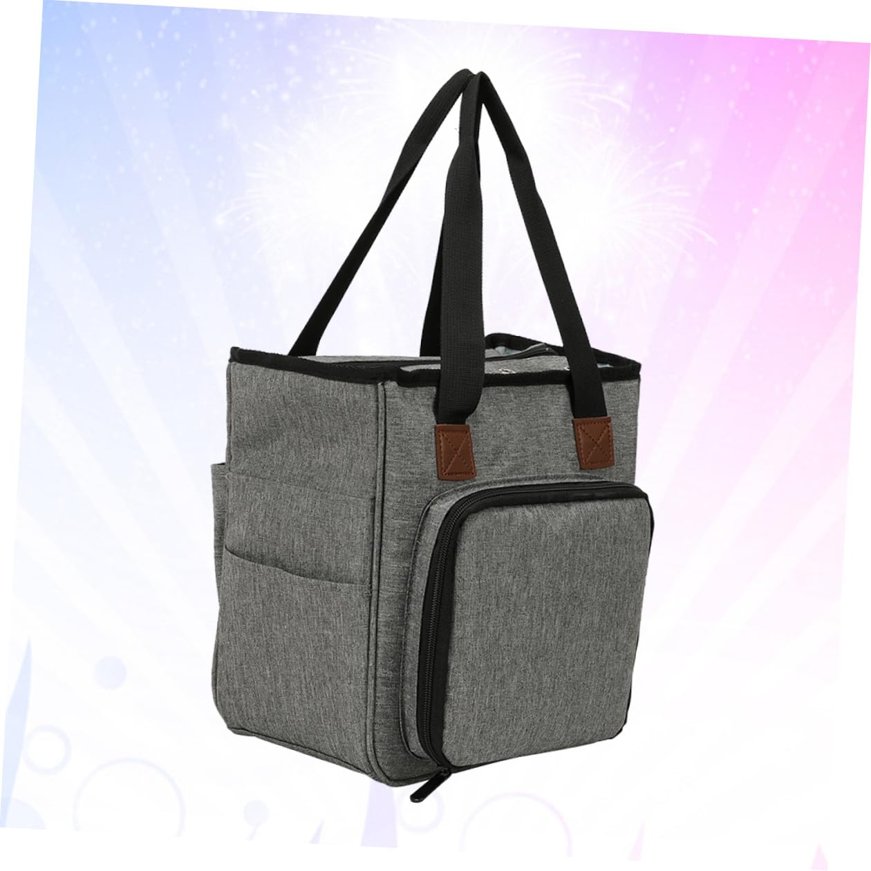 LIFKOME Modische Wollgarn Aufbewahrungstasche Grau Großer Organizer mit Mehreren Fächern Schultertasche für Strick und Häkelzubehör Praktischer Heimwerkerbedarf Organizer