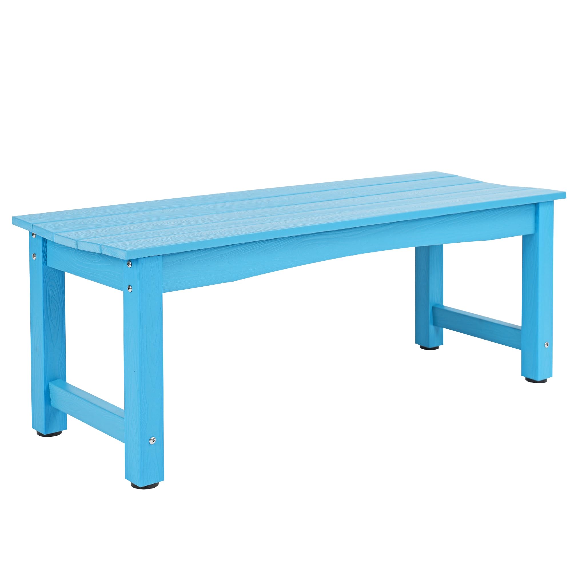 Sunnibety Weatherproof HIPS Outdoor Bench, 2-Person Patio Dining Bench, All-Weather Poly Lumber Garden Bench, Never Rot or Fade, Park Bench with Wood