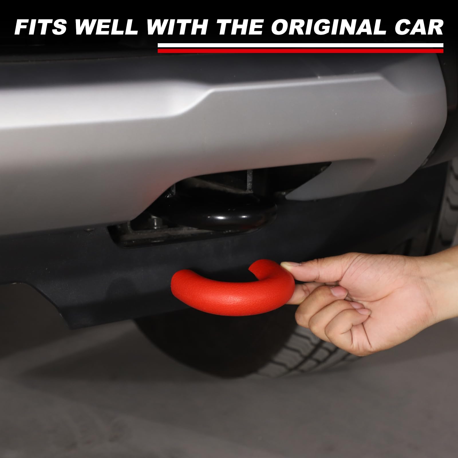 Crochet de remorquage de voiture - Compatible avec Ford Ranger 2023+ - Protection contre les chocs et les rayures pour modèle 23/24/25 - 2 pièces - Rouge