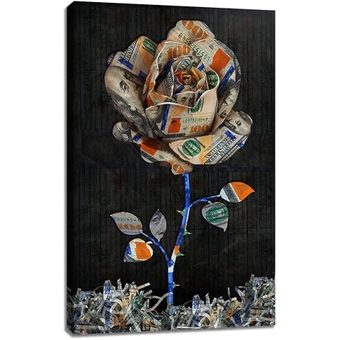 Inspirational Wall Decor Entrepreneur Black Flower Wall Art Motivational Painting Prints on Canvas Modern Inspiring Posters Prints Artwork Home Office Decoration - 24" Wx36 H