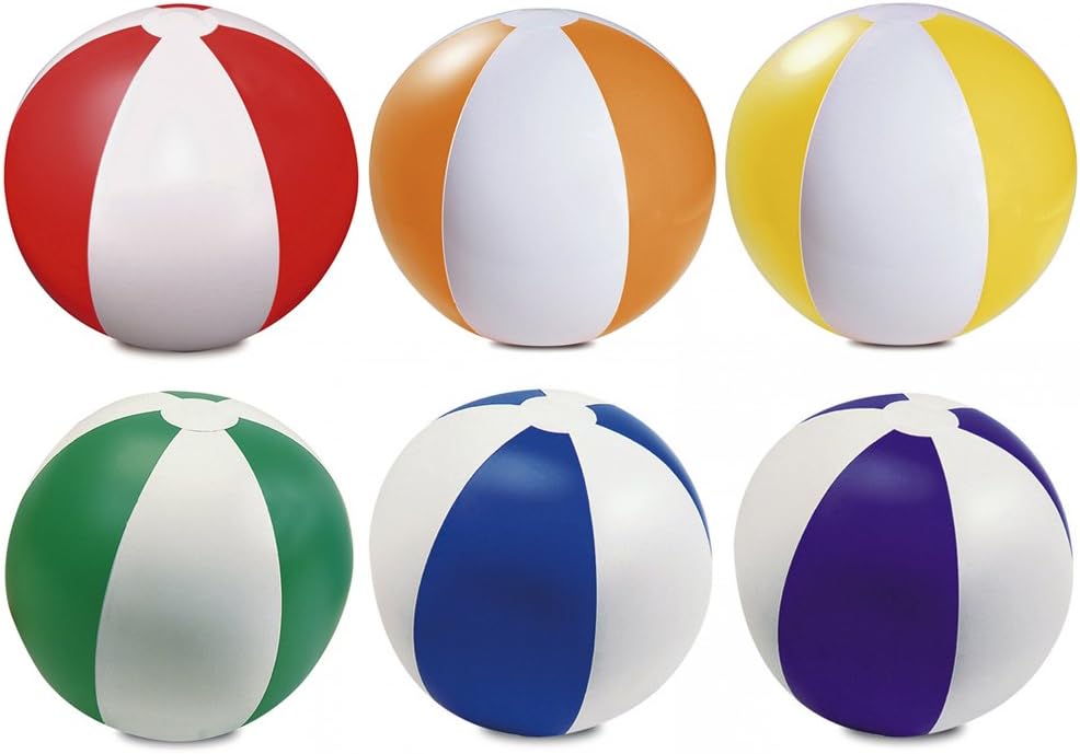 eBuyGB Pack of 6 Inflatable Colour Beach Ball Pool Game