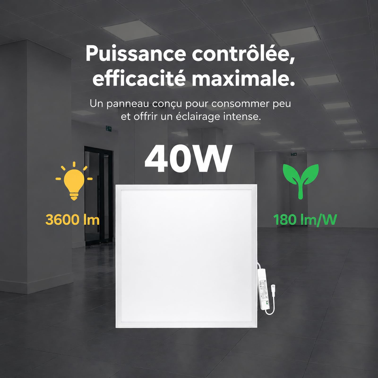 Europalamp - Paneles LED - 60 x 60 cm - 40 W - Pack de 4 unidades - color blanco neutro, 4000 K, alta luminosidad, varios modelos disponibles