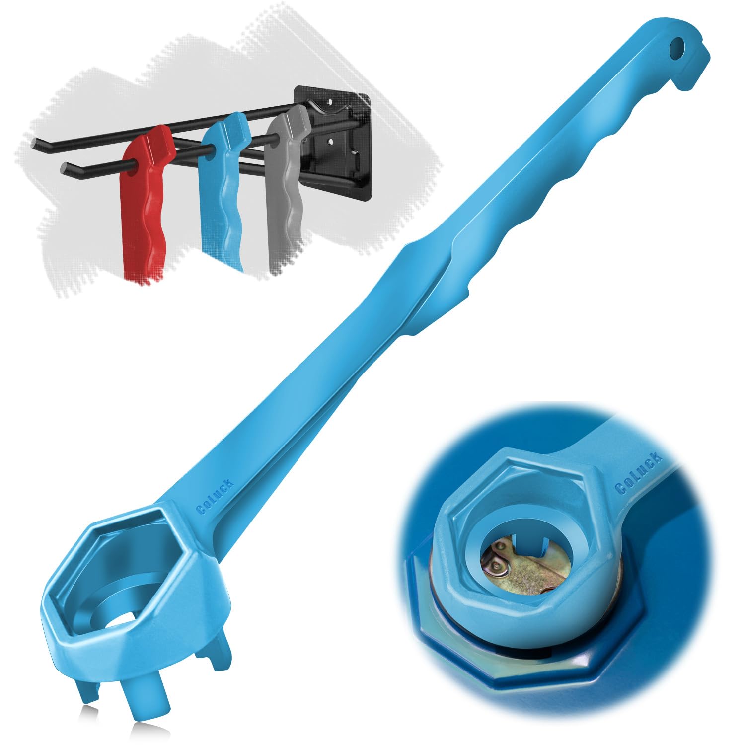 Bung Wrench|Gallon Drum Wrench 55 Gallon Drum Barrel Wrench Drum Opener Tool for Opening 10 15 20 30 50 55 Gallon Drum|Fits 2 inch and 3/4 inch Bung Caps Aluminum Blue