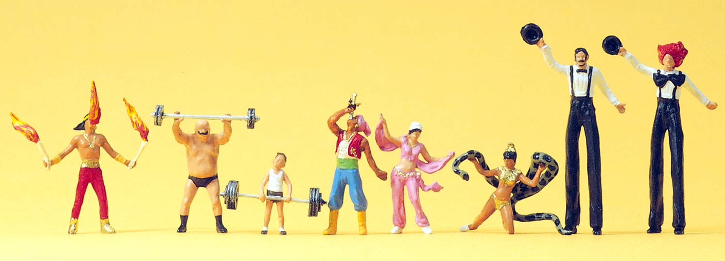 Preiser 24656 HO Scale Circus Figures Sideshow Performers pkg(8)