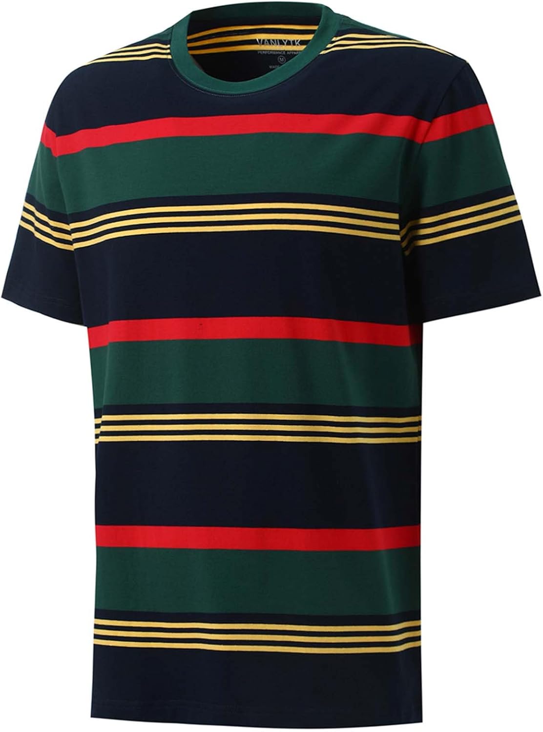 Men's Fashion Casual Cotton Loose Fit Crewneck Classic Striped T-Shirt