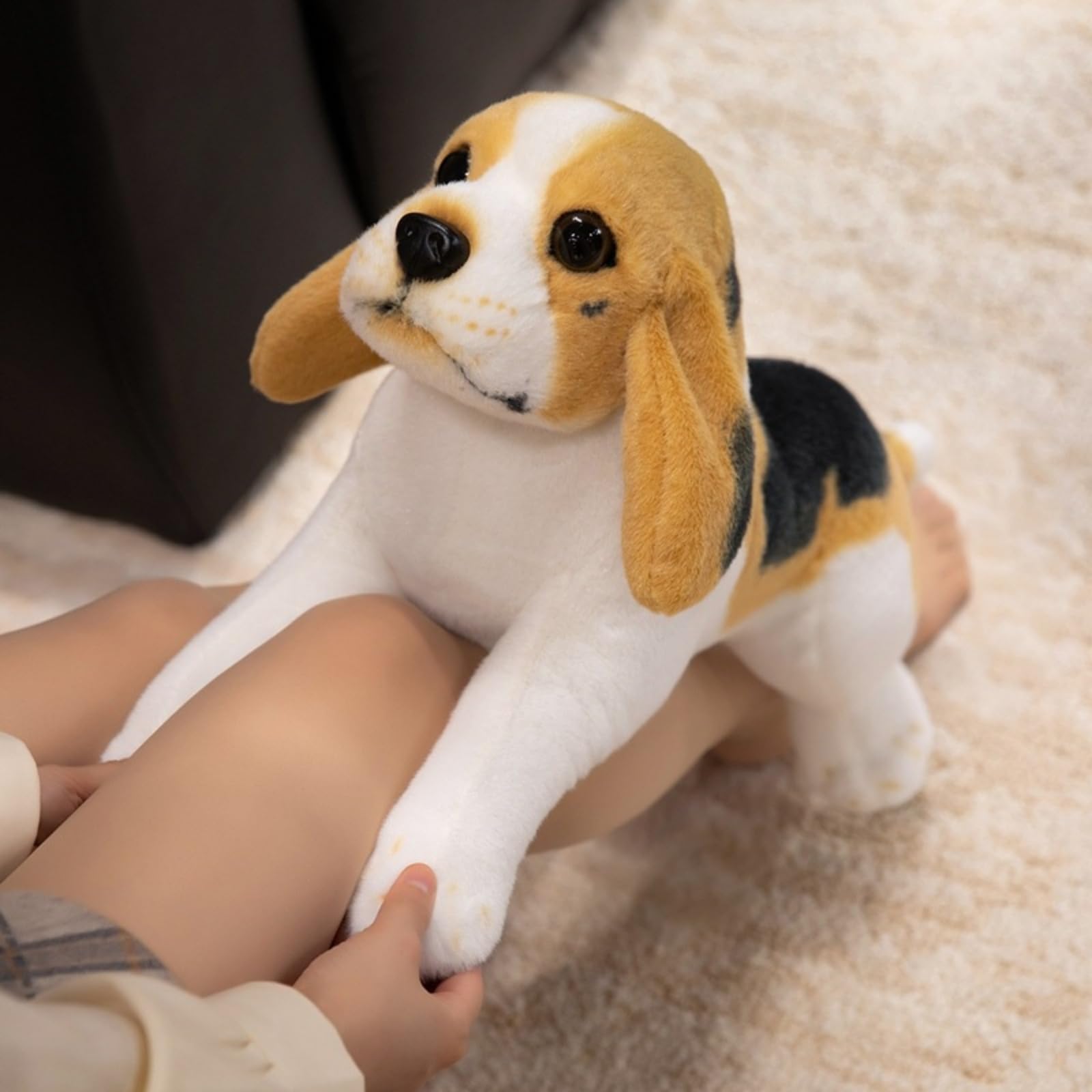 pluszowa zabawka, Pluszowy pies Realistyczne pluszaki Beagle Śliczne leżące zabawki dla psów Prezent na urodziny Walentynki Świąteczne dekoracje