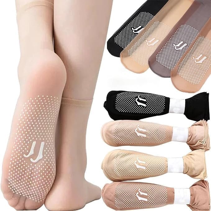 vajin Women Sheer Transparent Ankle Socks Pack of 5 Lightweight Soft Elastic Non Slip Grip Summer Daily Wear Socks-picture-18