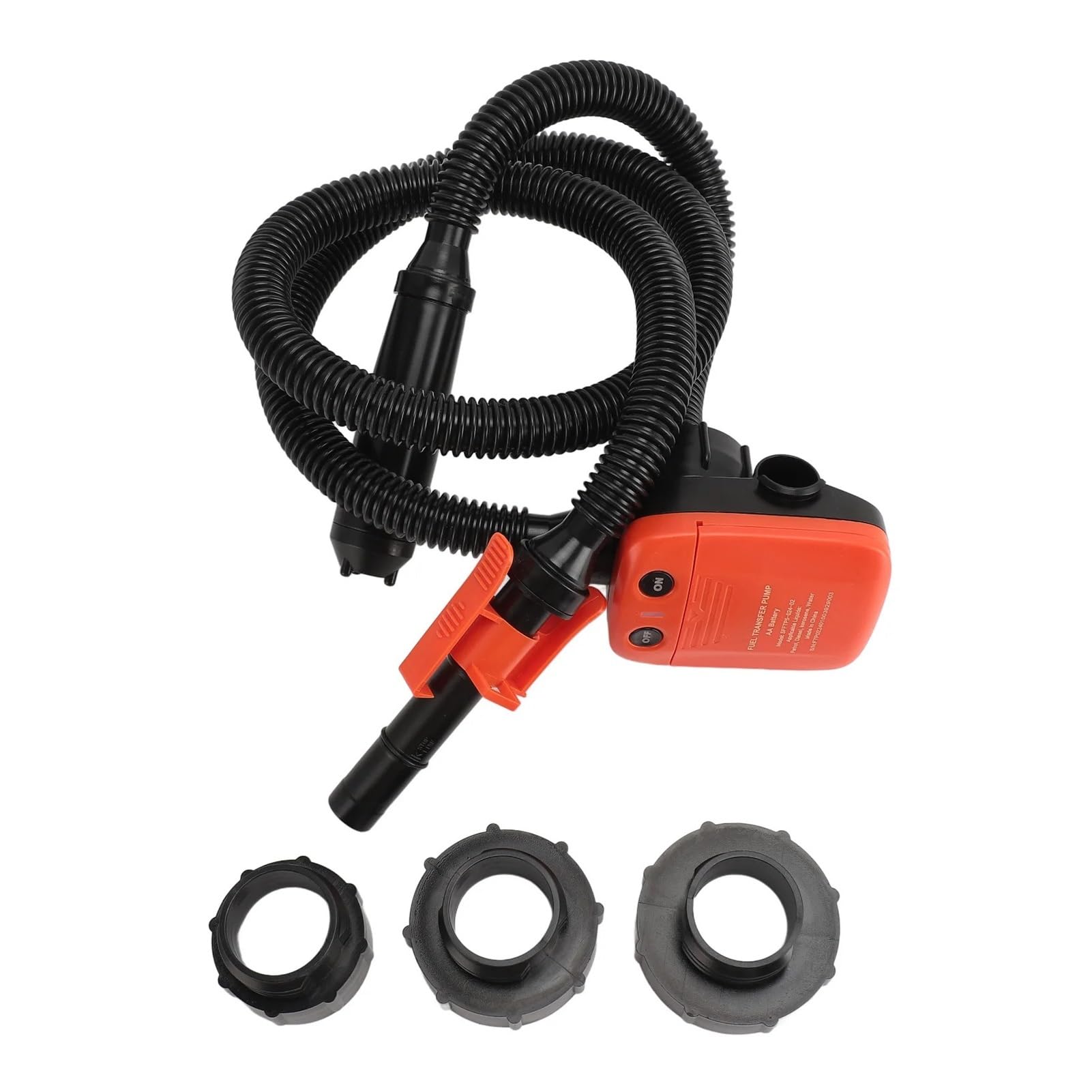 Oil Extraction Pump Flexible Hose Efficient Battery Operated Fuel Transfer Pump with 3 Size Adapters for Cars Motorcycles Boats
