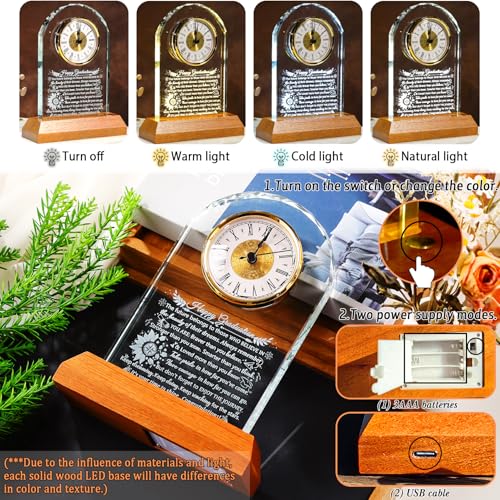 Image of Ornalrist Graduation Glass Clock Gifts for Him Her Graduation Keepsake with Wooden Light Base Class of 2026 Inspirational Graduate Gift for College High School Masters PHD Graduation Presents