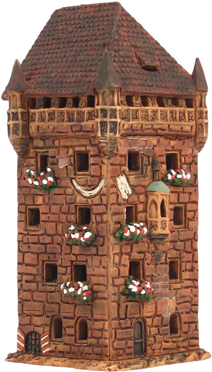 Ceramiczny świecznik na podgrzewacze, dekoracja pokoju, ręcznie wykonany, kolekcjonerski, miniaturowy lekki dom, Nassauer House w Norymberdze A271