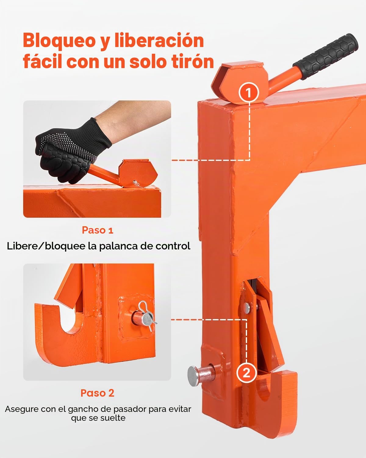 VEVOR Enganche Rápido de 3 Puntos para Tractores de 770×210×605 mm, Carga 1367 kg, 5 Niveles de Ajuste, Aluminio Reforzado, Adaptador de 3 Puntos para Tractores de Categoría 1 y 2, Equipos Agrícolas