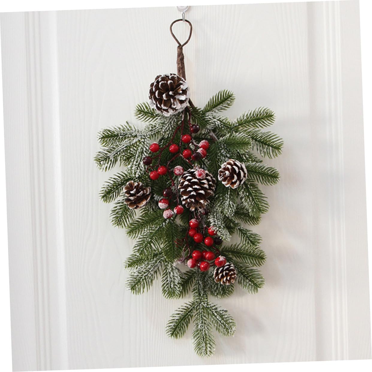 Christmas Hanging Decor Pine Cone Branch for Front Door Artificial Rattan Door Decoration for Holiday Home Rustic Xmas Tree Ornament Festive Wall Accent