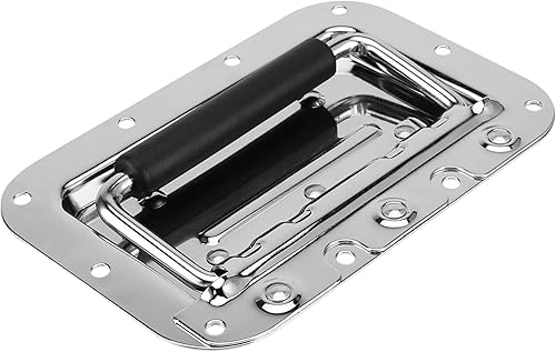 Miniatura 3 de JAPCHET Paquete de 8 manijas empotrables resistentes de 4.2 x 6.3 pulgadas, mango empotrable con resorte plateado con agarre empotrado para caja de