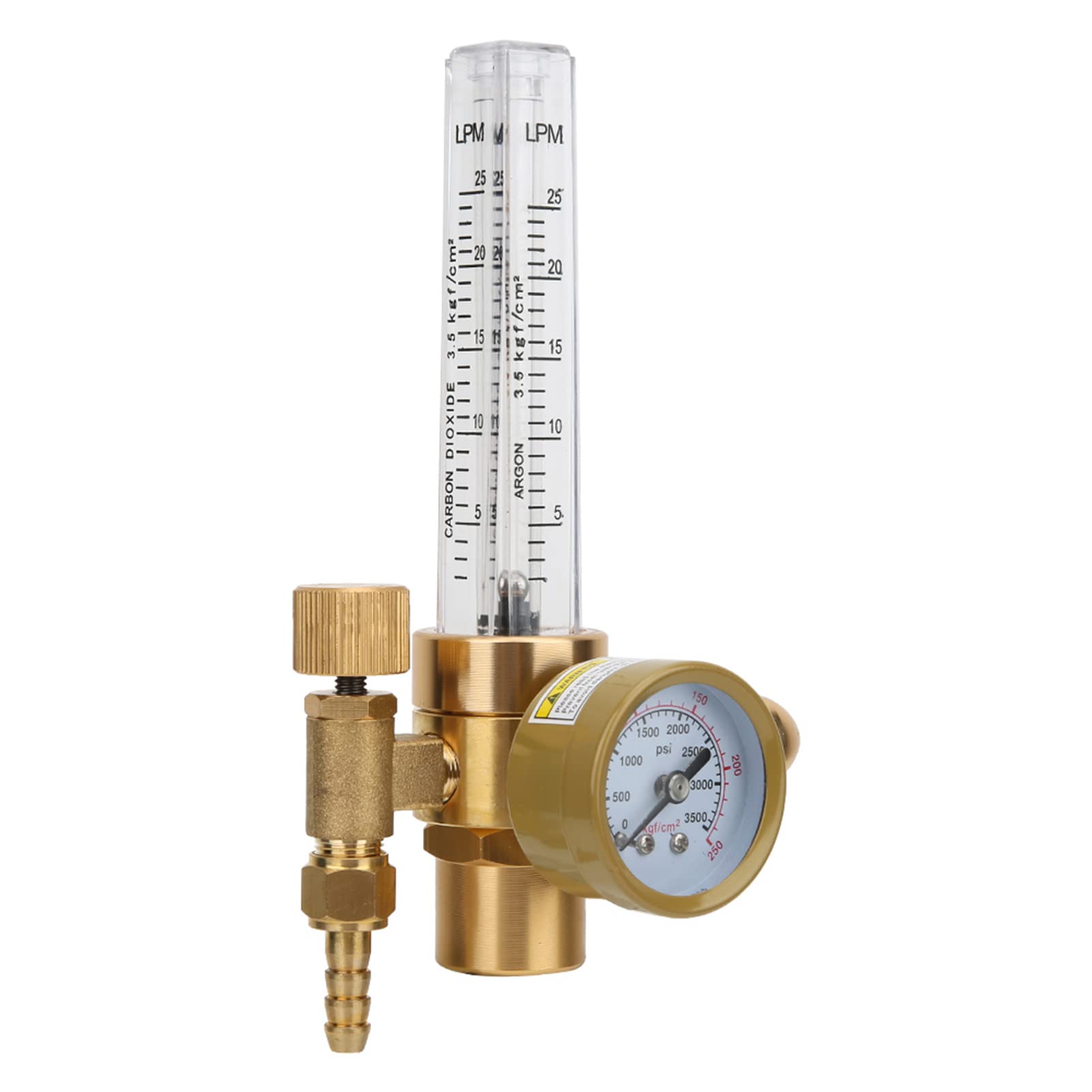 Regulador de Caudalímetro de Argón, Medidor de Gas de Latón PC + H59, Regulador de Soldadura con Manómetro Adecuado para Cilindro de Gas de Soldadura por de Argón TIG M12 X 1