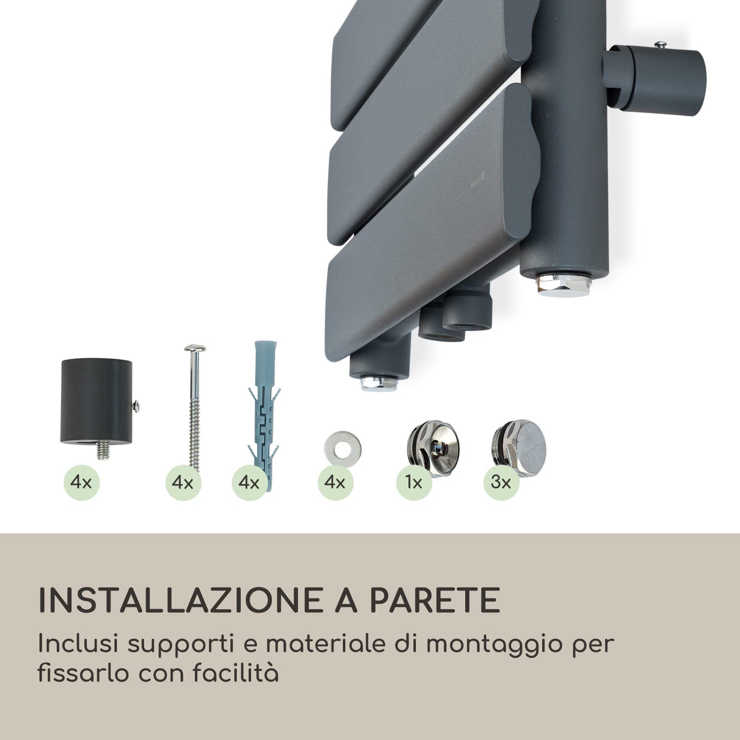 Blumfeldt Scaldasalviette Elettrico Bagno, Termoarredo Elettrico Bagno con Termostato, Radiatore ad Acqua Verticale da 355 W, Termosifone Silenzioso a Basso Consumo, Termosifone a Parete Ecologico