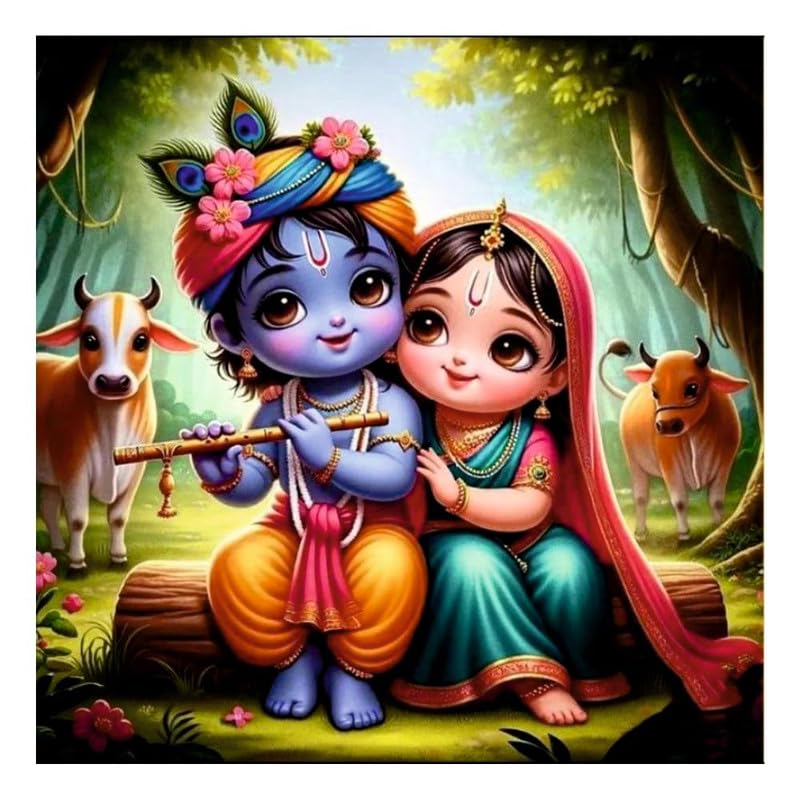 Image of British Terminal Cute little Bal Gopal Baby God Krishna| Kanha Ji | Laddu Lord Makhan Chor Painting Religious Poster for Pregnant Women for wall (matt thin vinyl,sticker,multicolor,unframed)| bj99