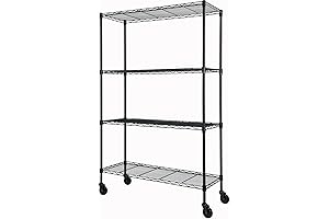 4-Shelf Wire Shelving with Casters Storage Organizer