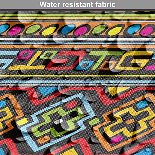 Image of Ambesonne Tribal Fabric by The Yard, Design with Colorful Geometrical Details Borders Vector Themed Print, Decorative Fabric for Upholstery and Home Accents, 3 Yards, Pastel Rainbow