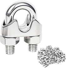 24 Pcs 1/8 inch Stainless Steel Wire Rope Cable Clamp Clips,Wire Rope Clamp,Cable Clamp(M3,24)