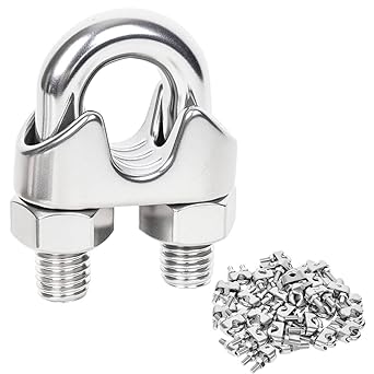 48 Pcs 1/8 inch Stainless Steel Wire Rope Cable Clamp Clips,Wire Rope Clamp,Cable ClampM3,48
