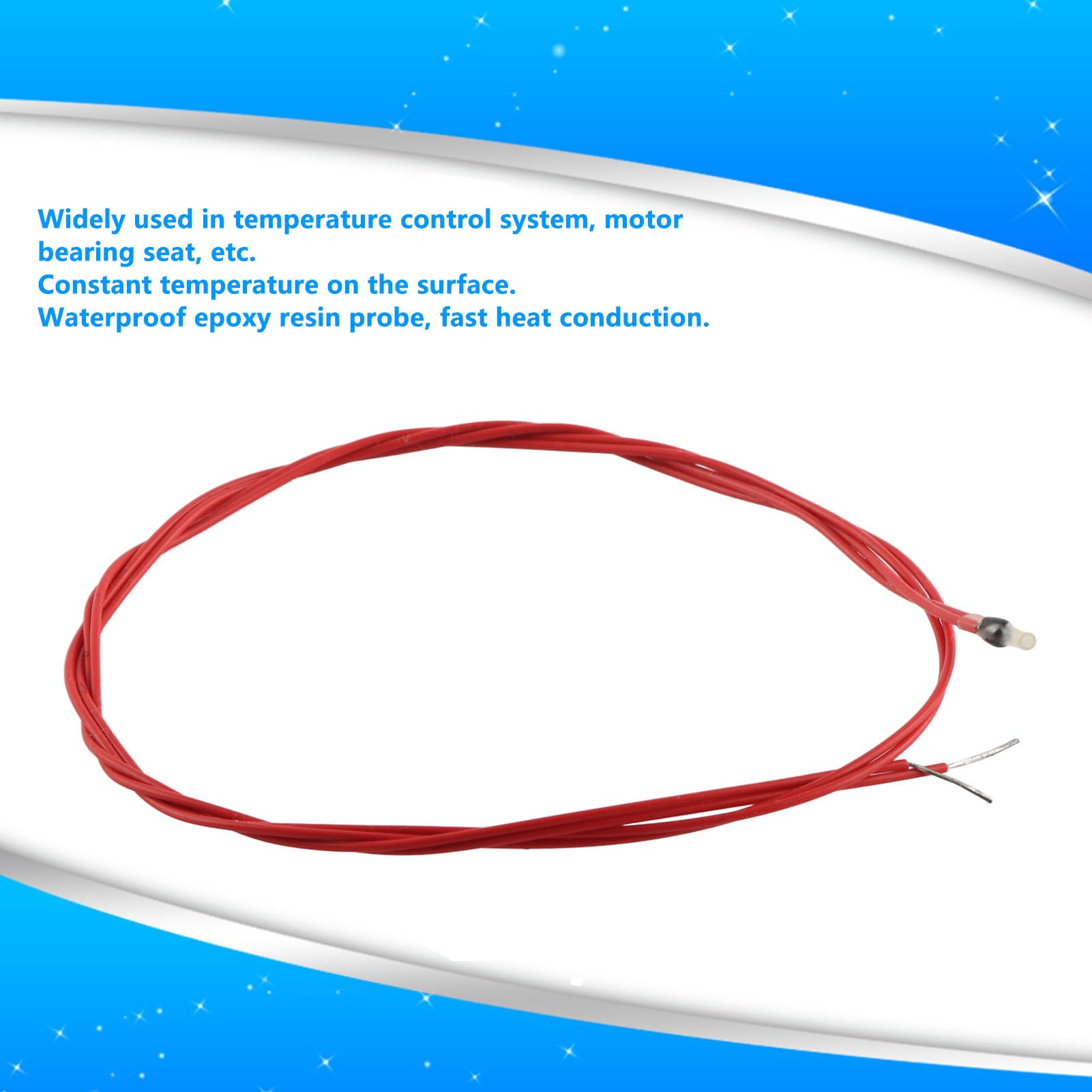 ANKROYU Motor Thermistor, Resin Thermistor Probe, PTC Waterproof Probe Temperature Sensor Thermal Resistor for Motor Bearing Seat (100?)