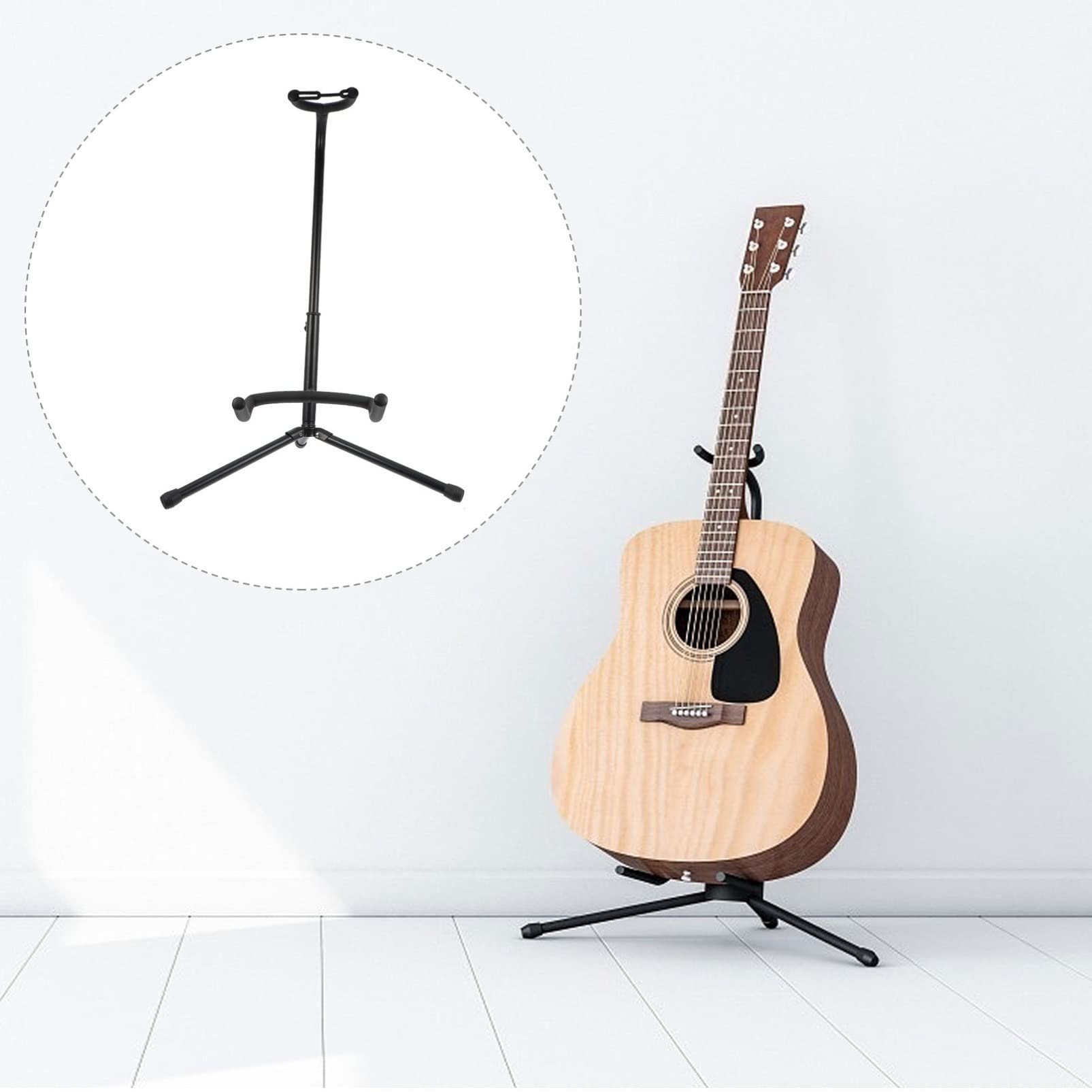 YARNOW Supporto Pieghevole per Chitarra, Supporto Verticale in Ferro Base Stabile, Nero, per Esposizione e Negozio di Chitarre