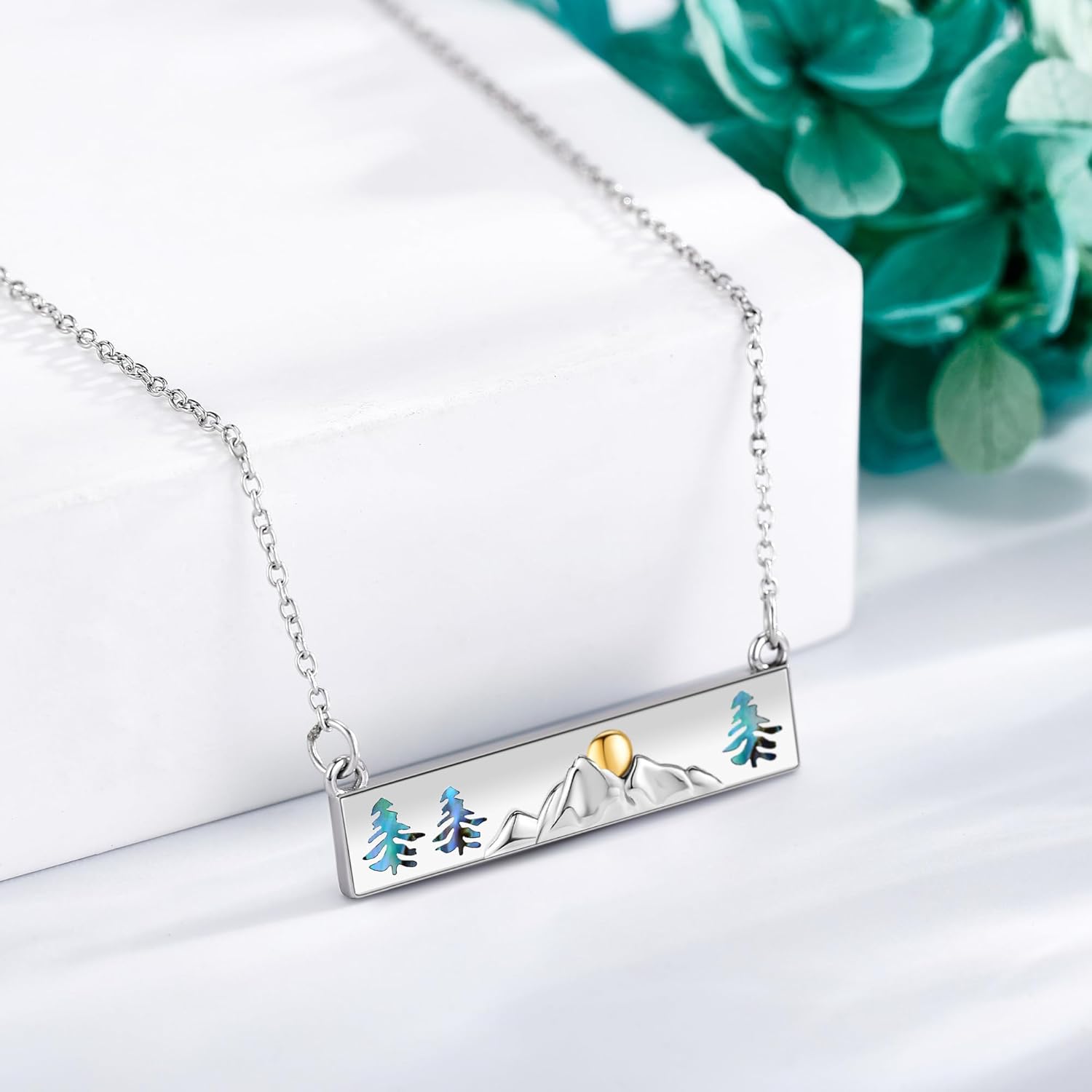 Mountain Necklace Sterling Silver Nature Mountain Pendant Necklace Jewelry Gift for Women Hikers Campers Climbers and Nature Lovers - Image 3