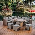 Nestl Wicker Outdoor Furniture Set - 7 Piece Patio Dining Set (Brown/Grey)