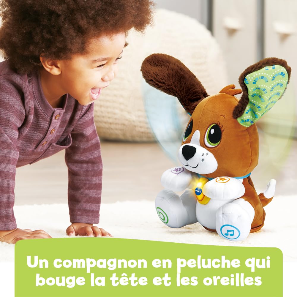 VTech Toutou Parle avec Moi, Jouet Chien Interactif Qui Répète, Bouge la Tête et Les Oreilles, Peluche Bébé à Fonctions, Jeu Éducatif, Cadeau Enfant Dès 1 an