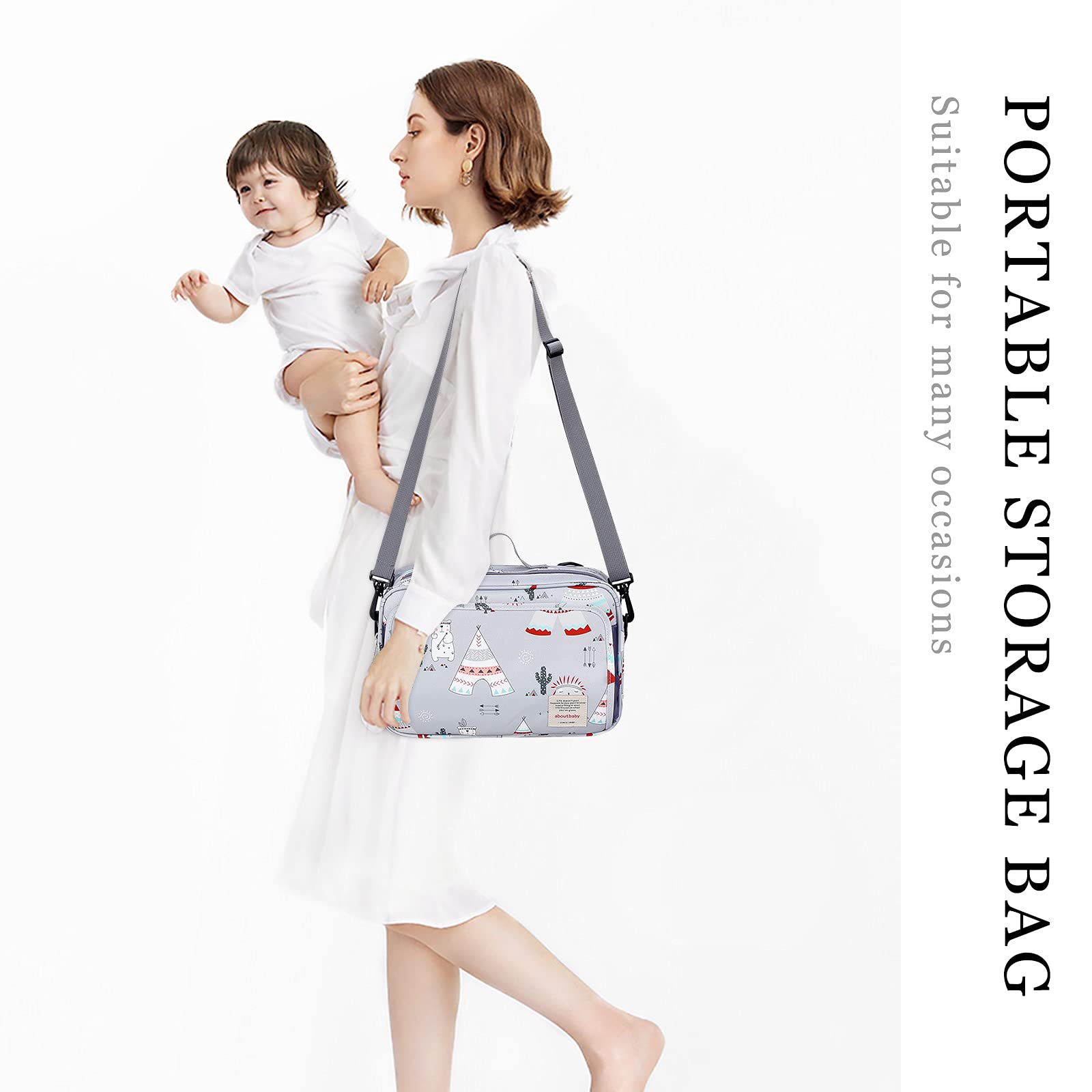 SONARIN Sac de Rangement pour Poussette,Organisateur de poussette avec porte-gobelet,2 x crochets pour landau,bandoulière utilisée comme sac à main,Universal Fit tous Poussette(Rose)
