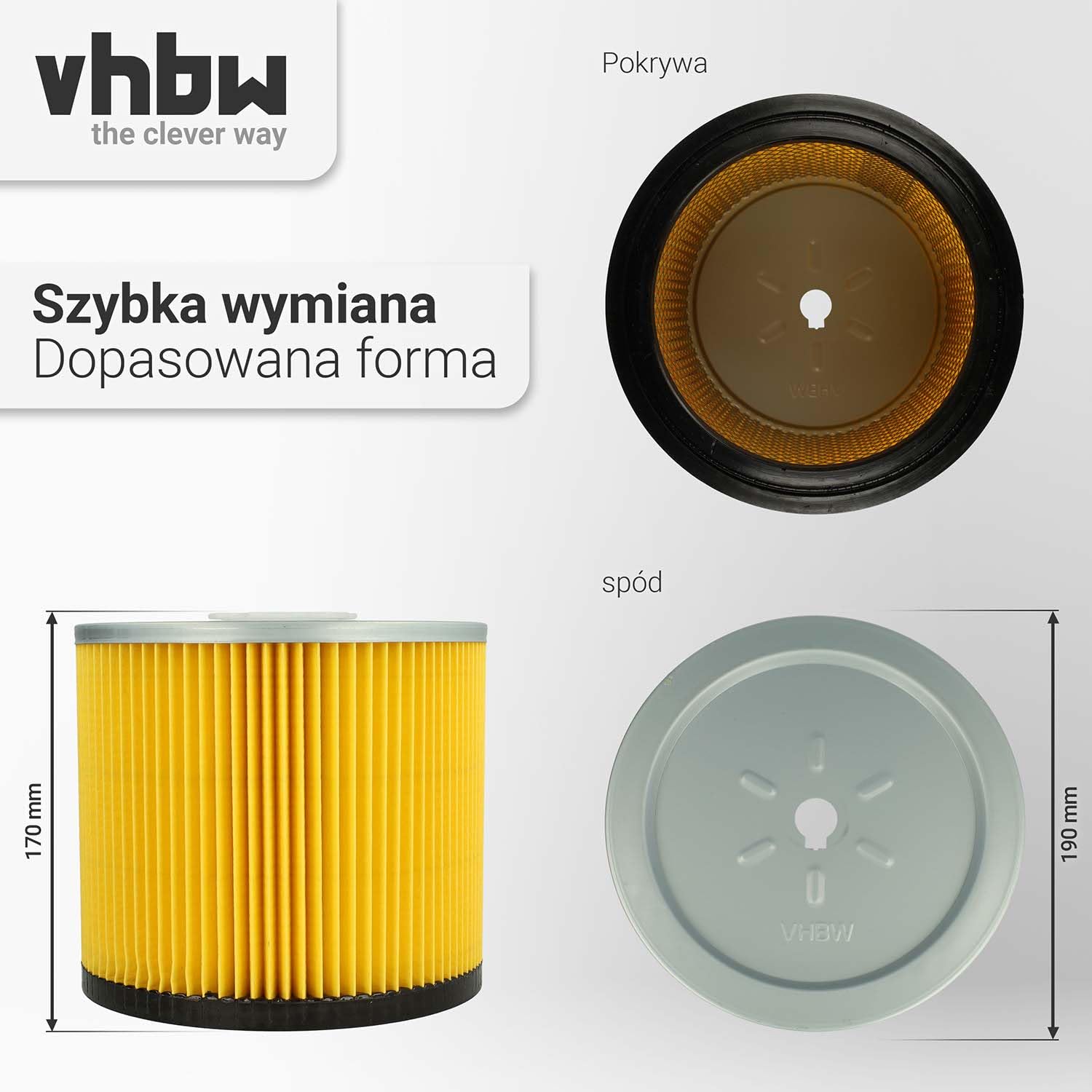 vhbw Filtr do odkurzacza pasujący do odkurzacza Bosch GAS 12-30 F Professional, PAS 1000, PAS 11-25, PAS 11-25 F, PAS 12-50 F; filtr harmonijkowy