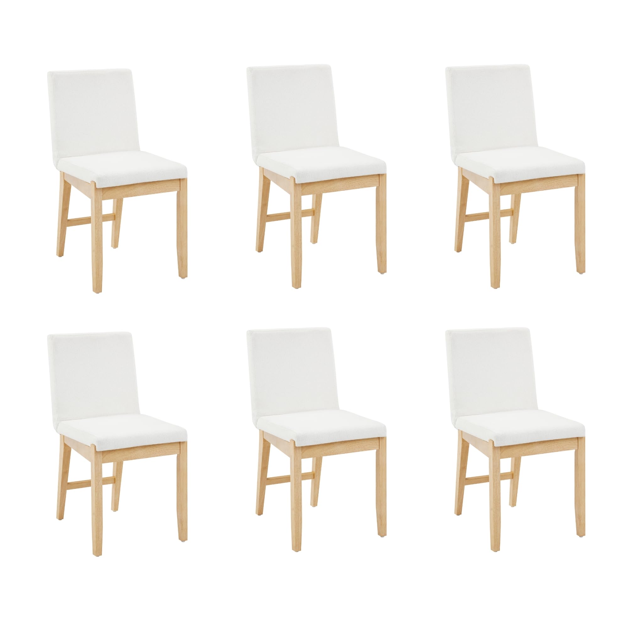 Nathan James Gracie Modern Upholstered Chair, Set of 6, Cream Boucle/Light Brown