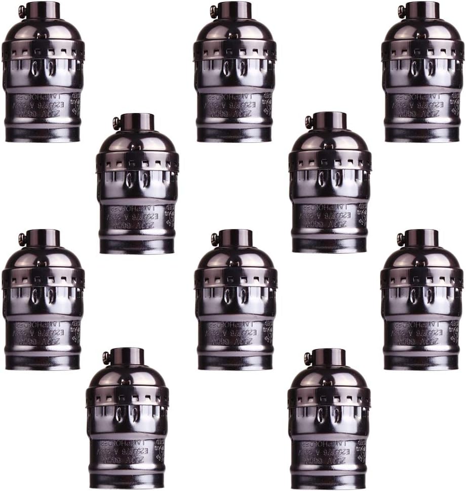 Easesign Industrial E26/E27 Screw Bulbs Medium Light Socket Metal Shell ...