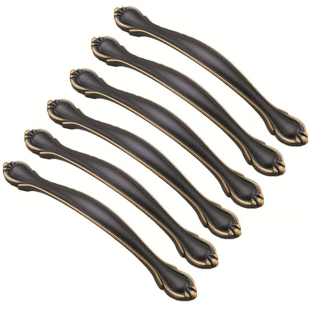 Poignées de placard modernes et boutons de tiroir noirs lot de 6 entraxe 128mm