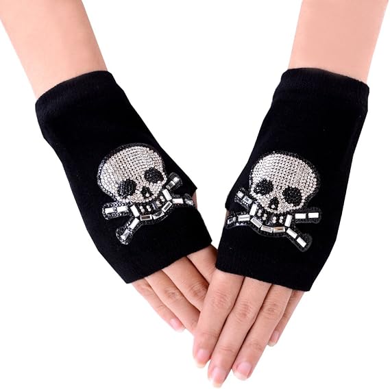 Women Punk Winter Arm Warmer Knitted Stretchy Soft Fingerless Gloves