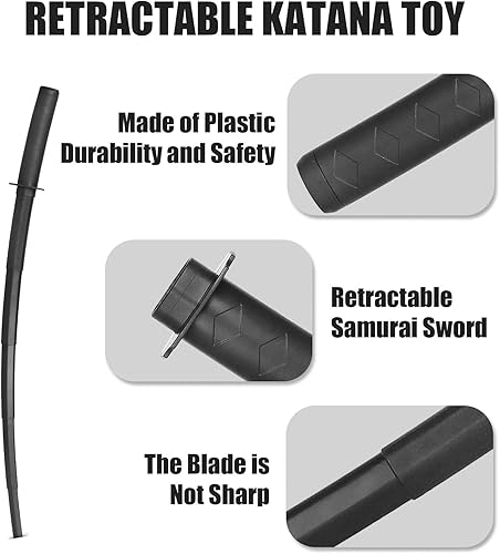 Miniatura 2 de Flyhapi Gravity Retractable Samurai Sword, 3D Print Plastic Cosplay Retractable Sword, Creative Decompression Super Healing Tricky Toy, Samurai