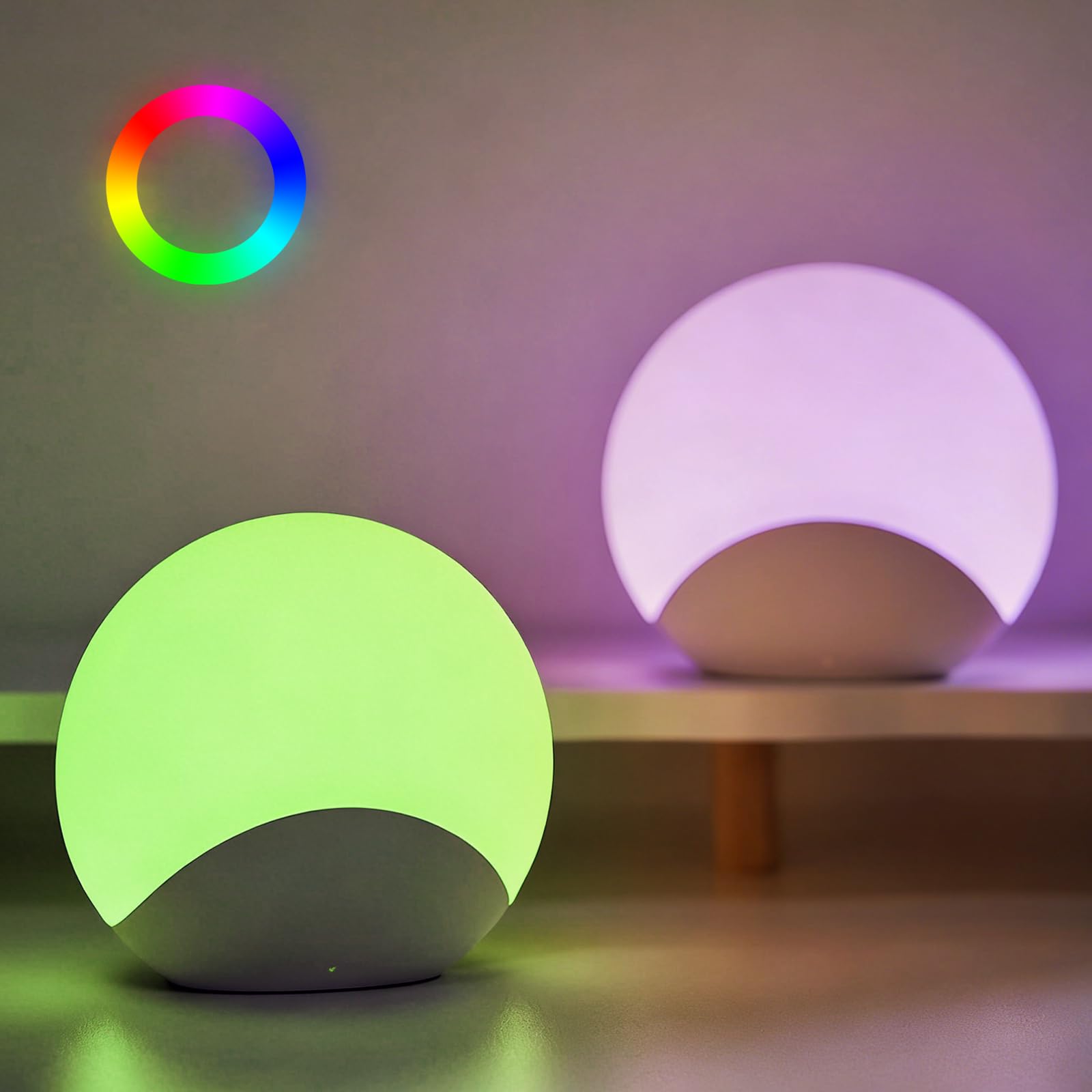 Luce notturna morbida con 8 cambi di colore e timer, intensità regolabile con semplice tocco, lampada da comodino a LED RGB ricaricabile per la cameretta dei bambini, senza BPA e rispettosa