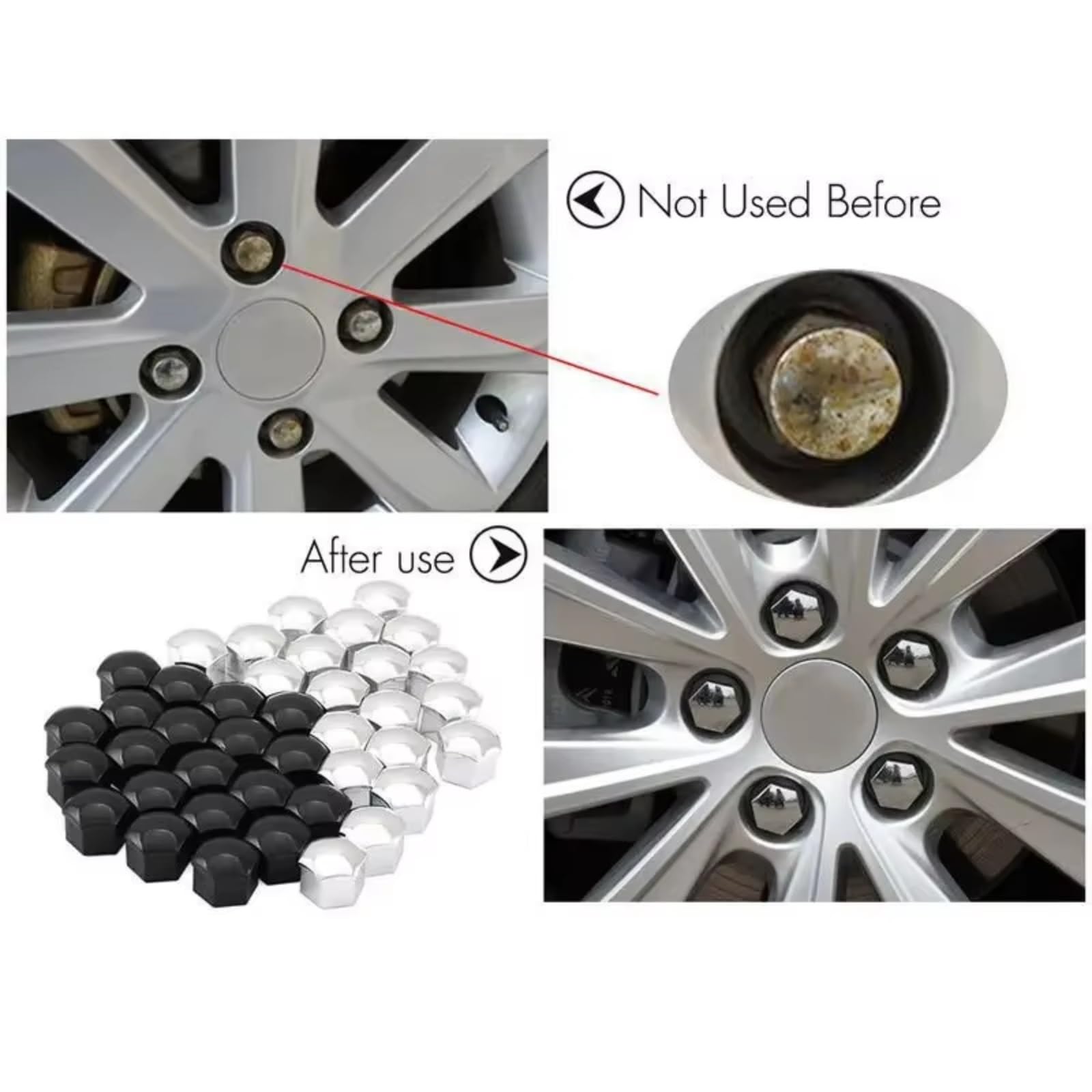 Tappi di Protezione per Dadi Ruota Auto, copridadi per mozzo Auto, copridadi per Pneumatici Auto, 20/40 Pezzi 22/21/19/17 mm Argento 17 mm (19 mm/Grigio)