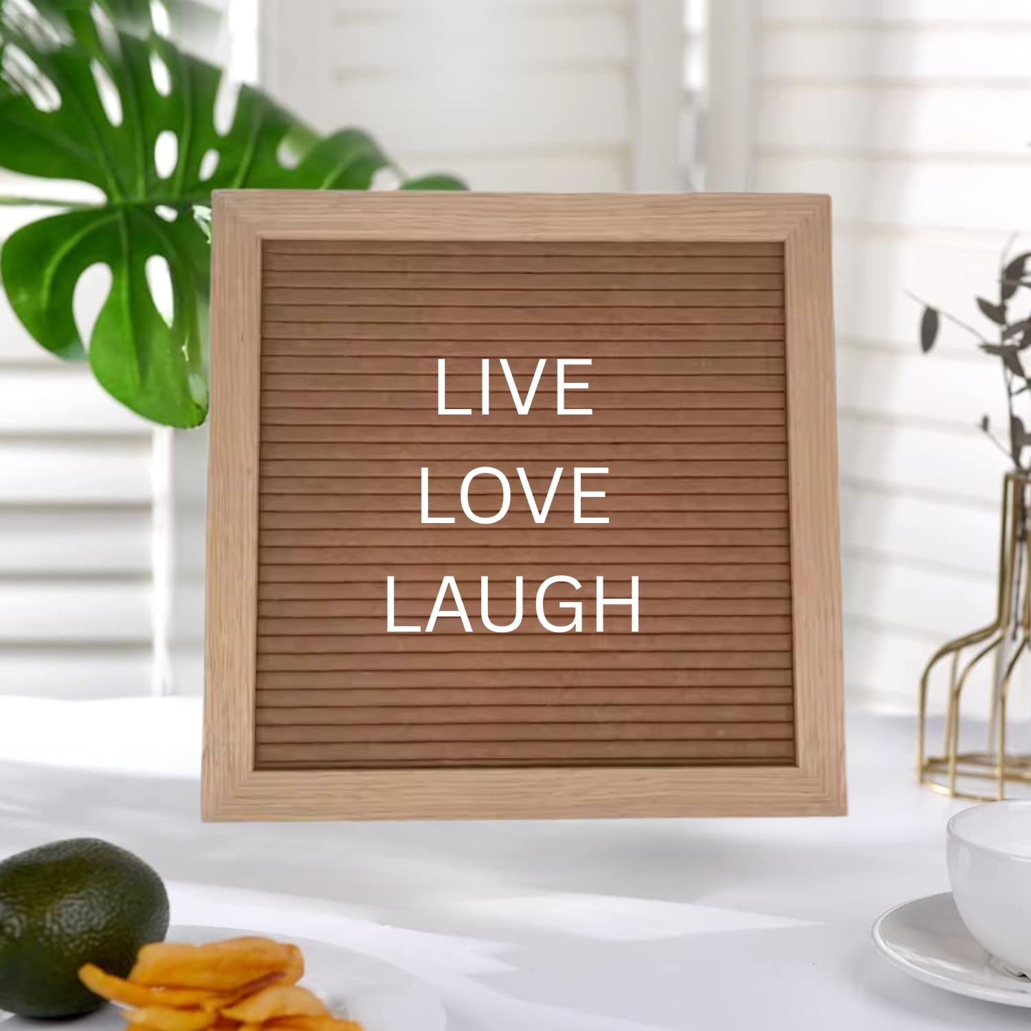 One94Store 10x10 Inch Letter Board with 136 Changeable Letters & Numbers – Wall Mount Message Board, Plastic Frame, Felt Word Board for Home, Office, Café & Room Décor (Brown)