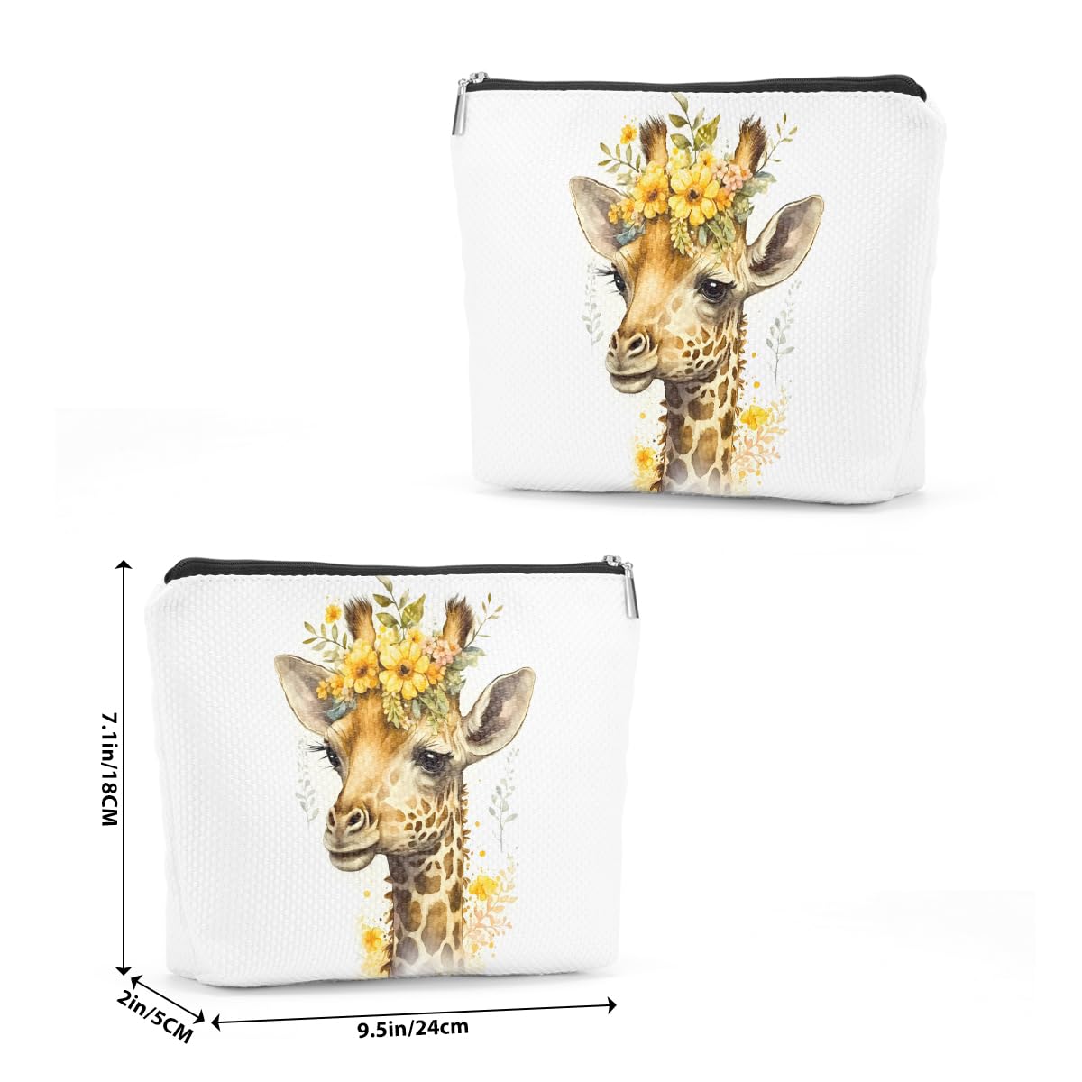 Floral Giraffe Elephant Cosmetic Bag Giraffe Gifts Animal Lover Gifts for Women Her Female Farm Girls Friend Coworker Daughter Makeup Bag Travel Organizer Mothers Day Graduation Birthday Gifts
