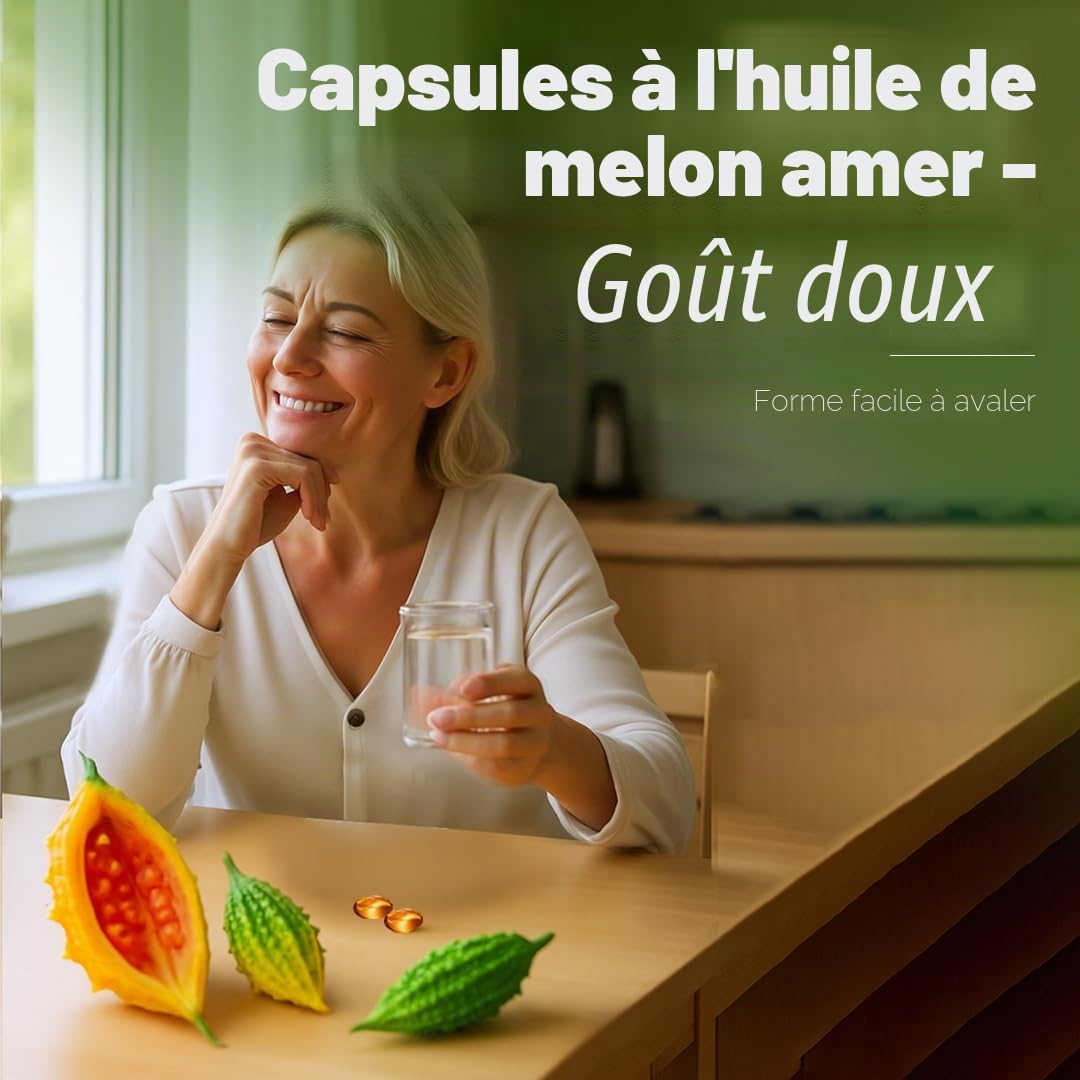 Zühre Ana Lot de 90 capsules d'huile de melon amer 1300 mg - Naturelle et pure - Facile à avaler