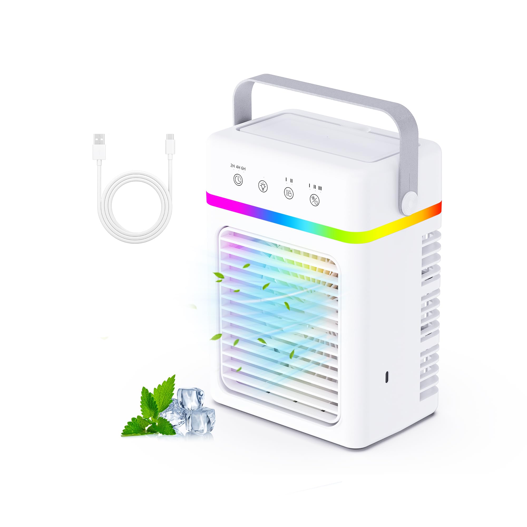 Mobile Klimaanlage Klein 900ML – Mobiles Klimagerät 3 Gebläsestufen & 3 Nebelmodi, Luftkühler mit Wasserkühlung Timerfunktion 2/4/6H, USB-Betrieb, LED Nachtlicht, Ideal für Reisen, Büro oder Zuhause